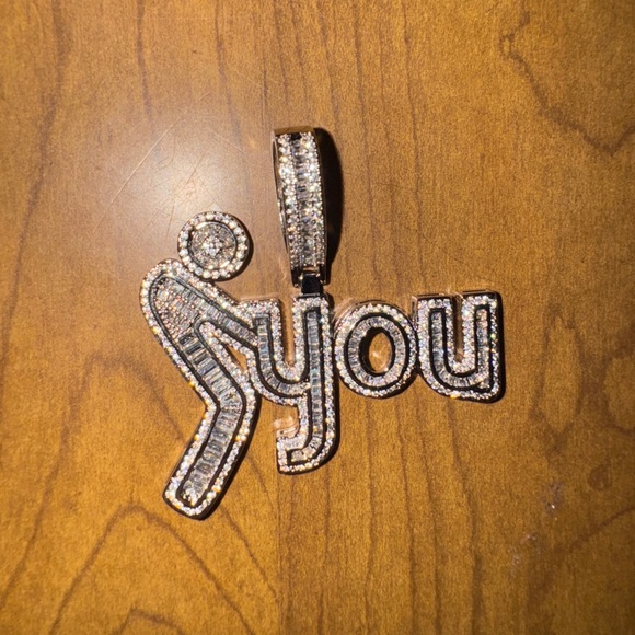 Iced Out “Fuxk You” 18k Gold Plated AAA+ CZ Pendant